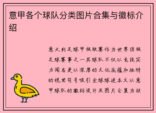 意甲各个球队分类图片合集与徽标介绍